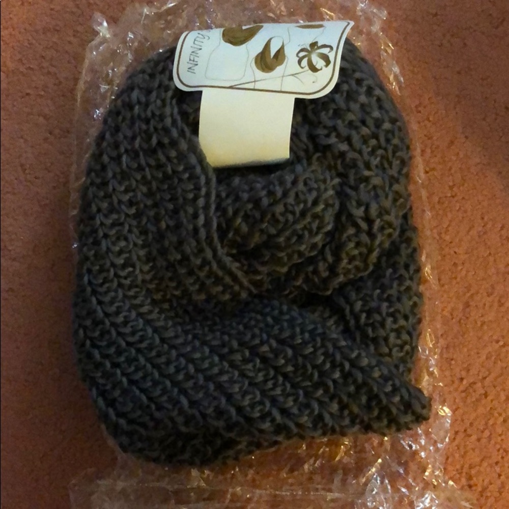 Dark Gray knit infinity scarf